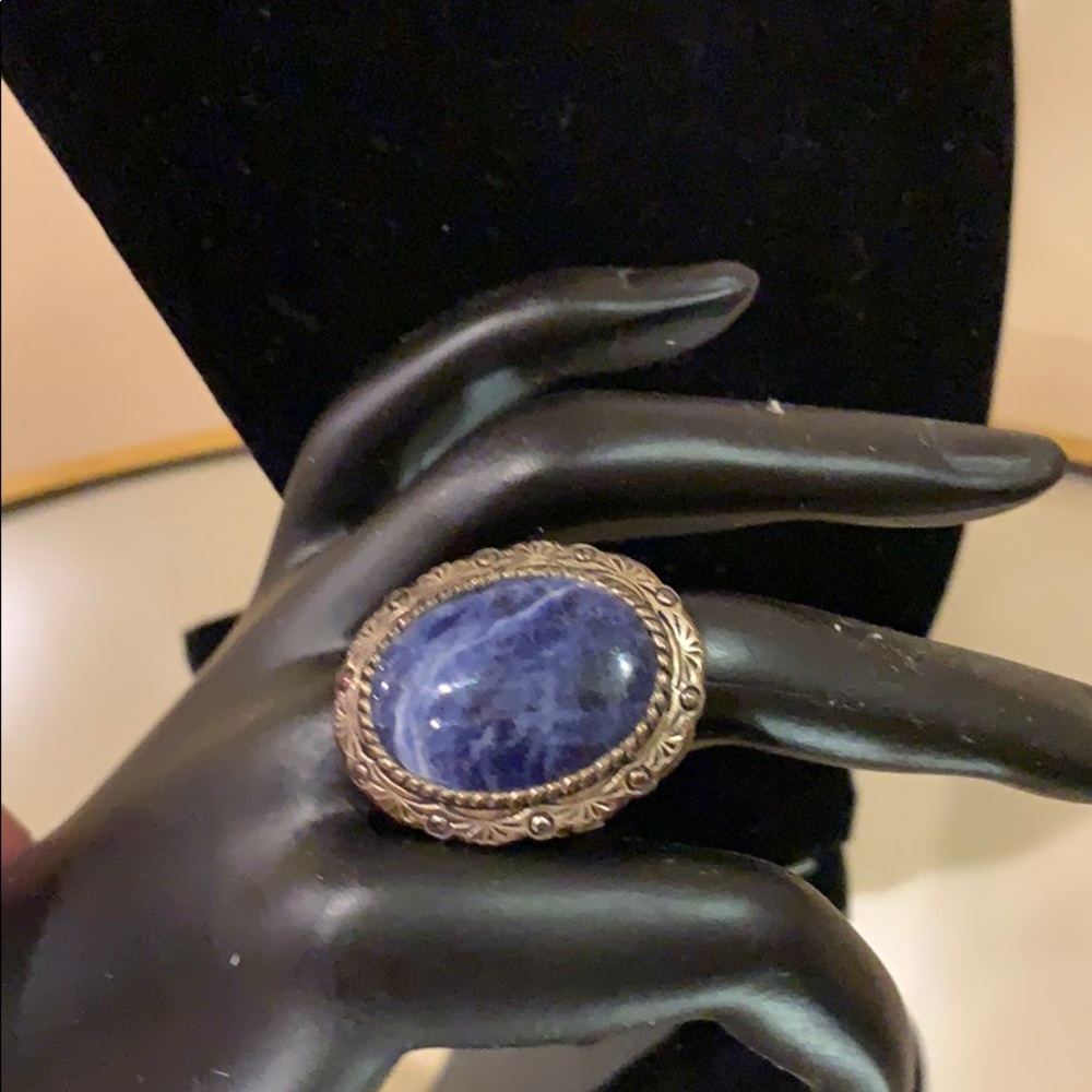 Blue stone & silver ring